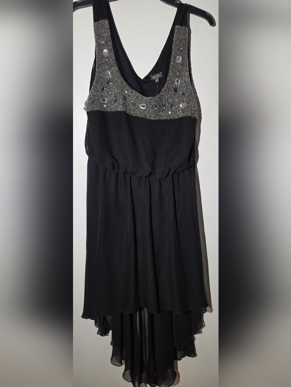 Black Beaded Strapless Evening Dress